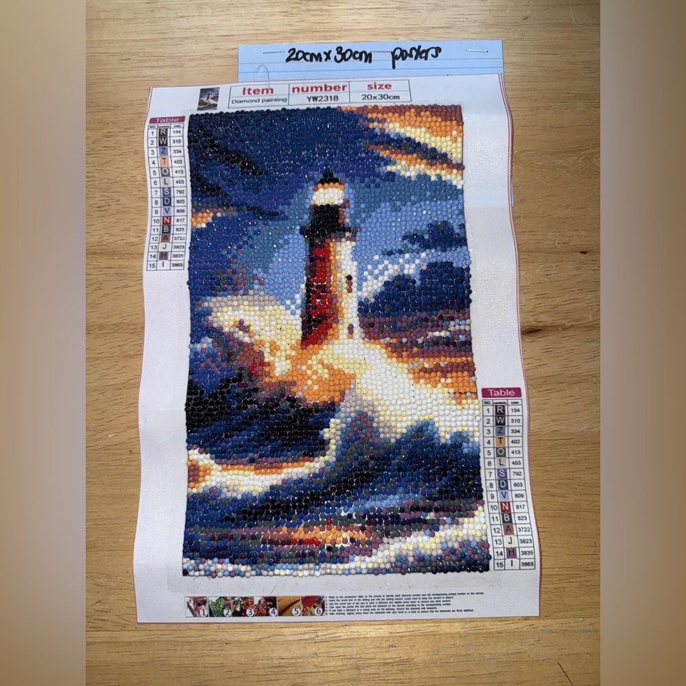 Lighthouse Diamond Painting Kit - Multicolor homemade and completed 20 x 30